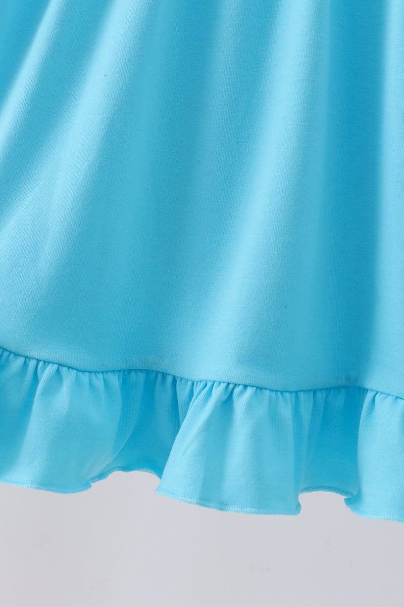 Girls Blue Elsa Inspired Ruffle Dress| Winter Princess Boutique Outfit” ❄️✨