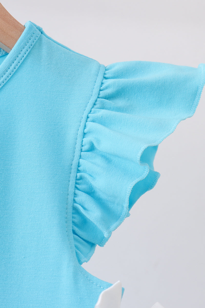 Girls Blue Elsa Inspired Ruffle Dress| Winter Princess Boutique Outfit” ❄️✨