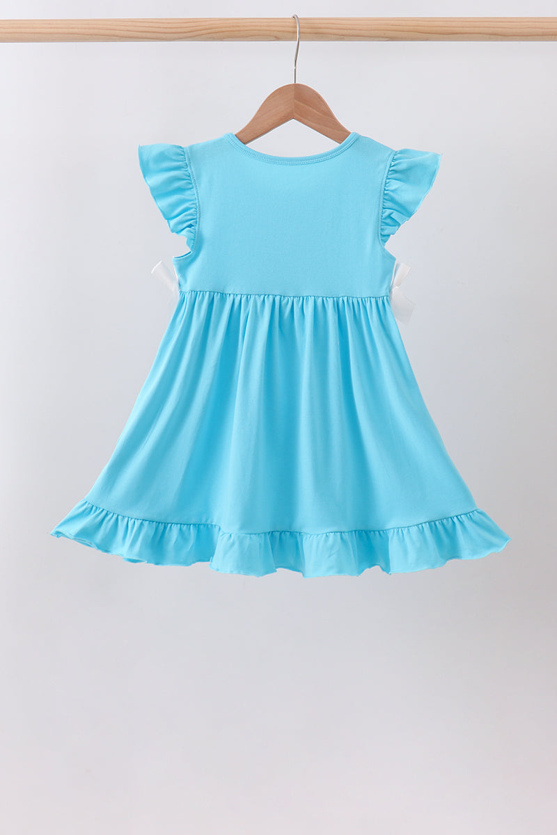 Girls Blue Elsa Inspired Ruffle Dress| Winter Princess Boutique Outfit” ❄️✨