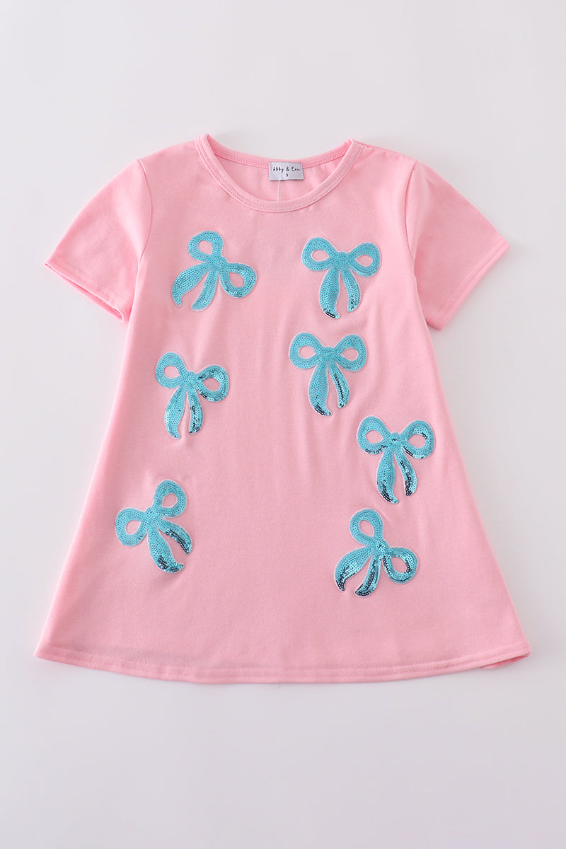 Pink Bow Sequin Mommy & Me Matching Dress Set | Mother Daughter Sparkle Party Outfit