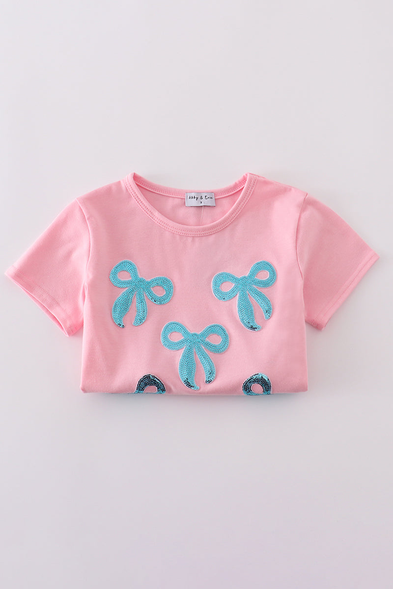 Pink Bow Sequin Mommy & Me Matching Dress Set | Mother Daughter Sparkle Party Outfit