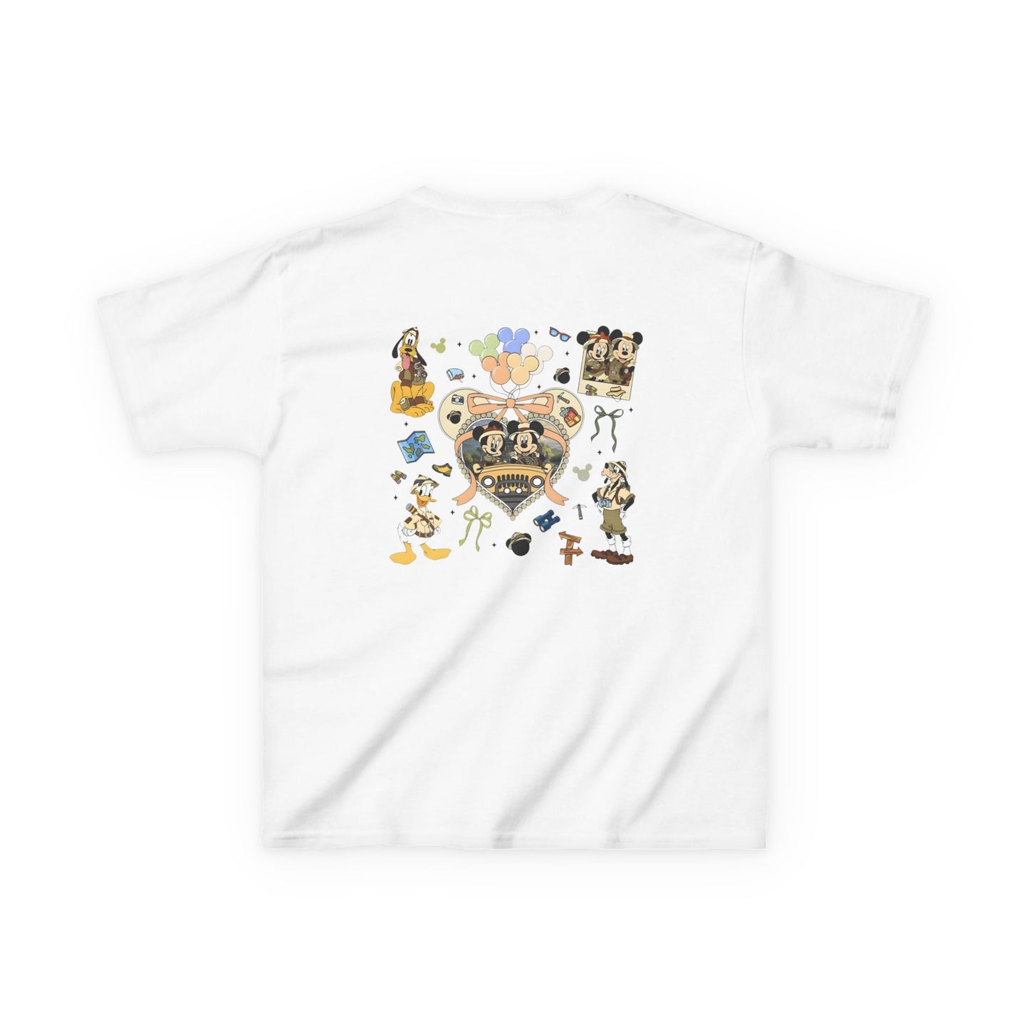 Kids T‑Shirt — Cute Bear & Bow Graphic Tee (Playful Animal Collage)
