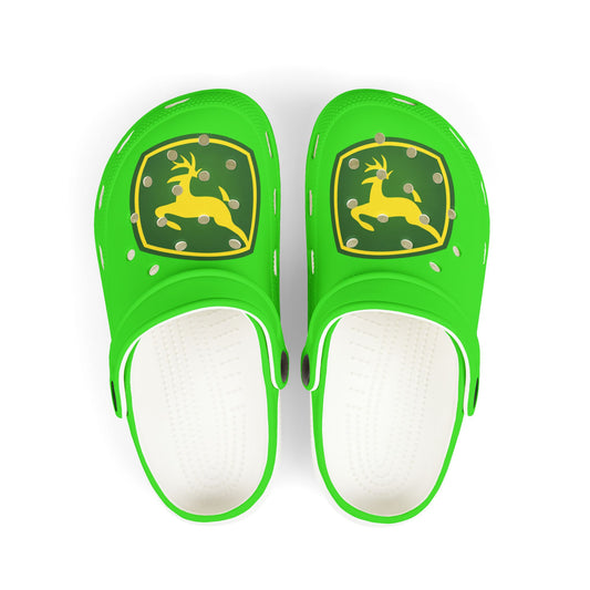 Kids John Deere Green EVA Foam Clogs — Lightweight Garden & Farm Slip-Ons