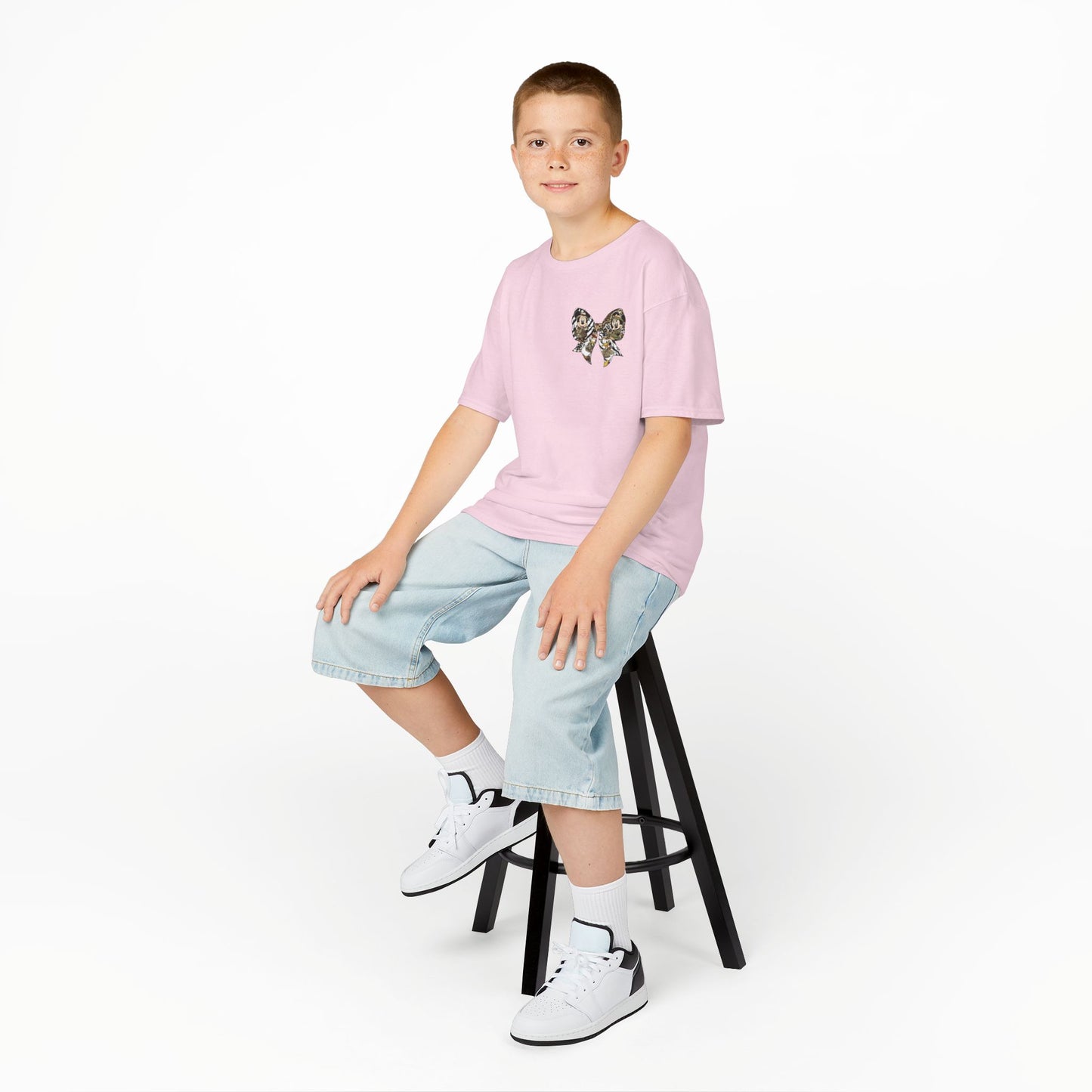 Kids T‑Shirt — Cute Bear & Bow Graphic Tee (Playful Animal Collage)