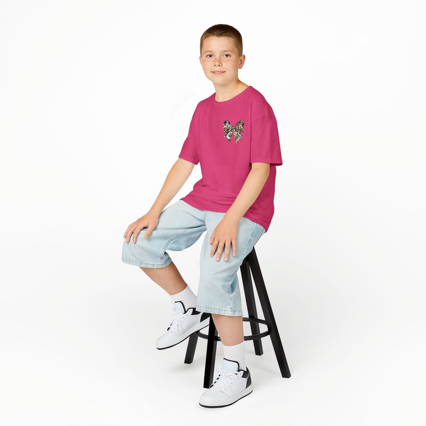 Kids T‑Shirt — Cute Bear & Bow Graphic Tee (Playful Animal Collage)