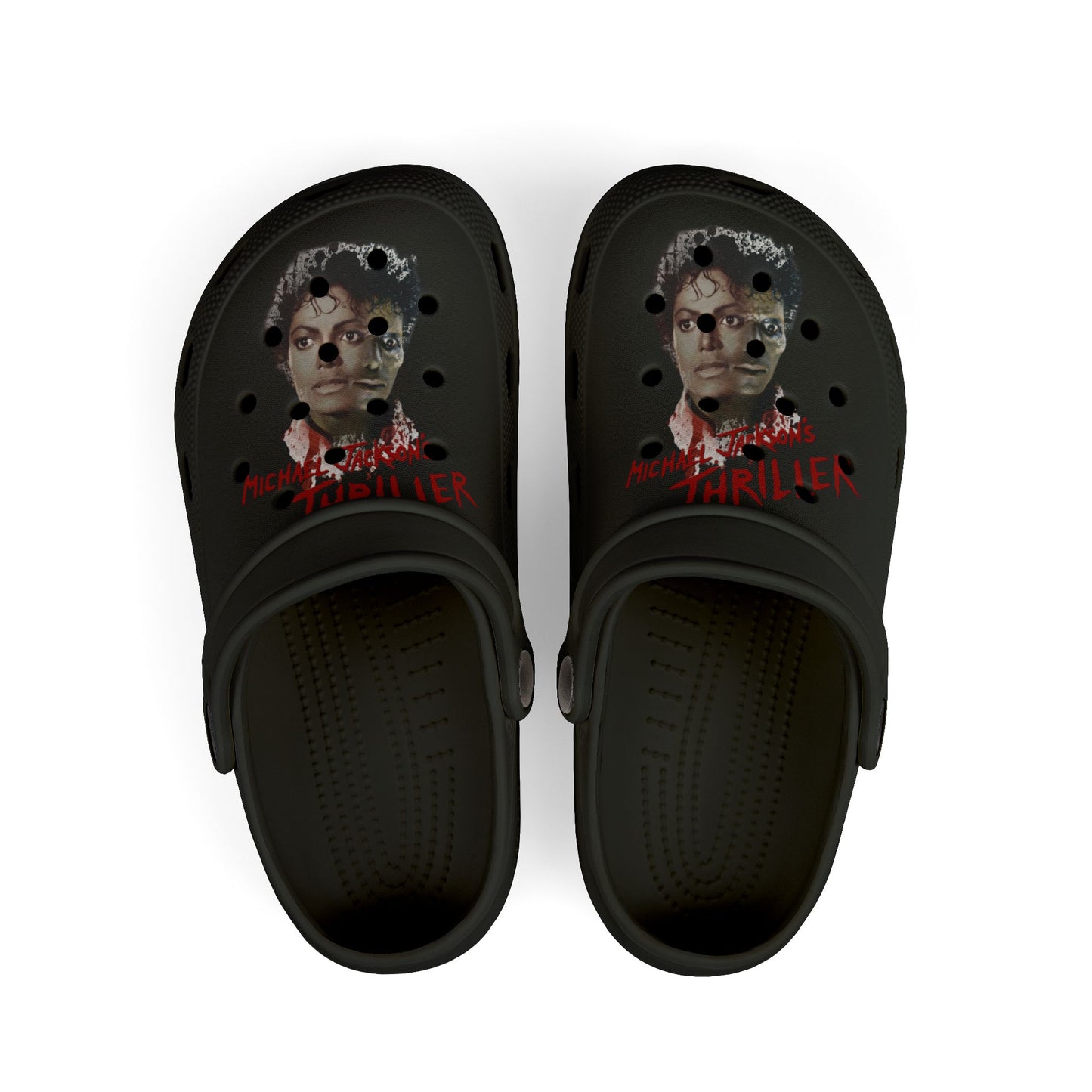 Kids' Thriller Graphic Clogs — Black EVA Foam Slip-Ons