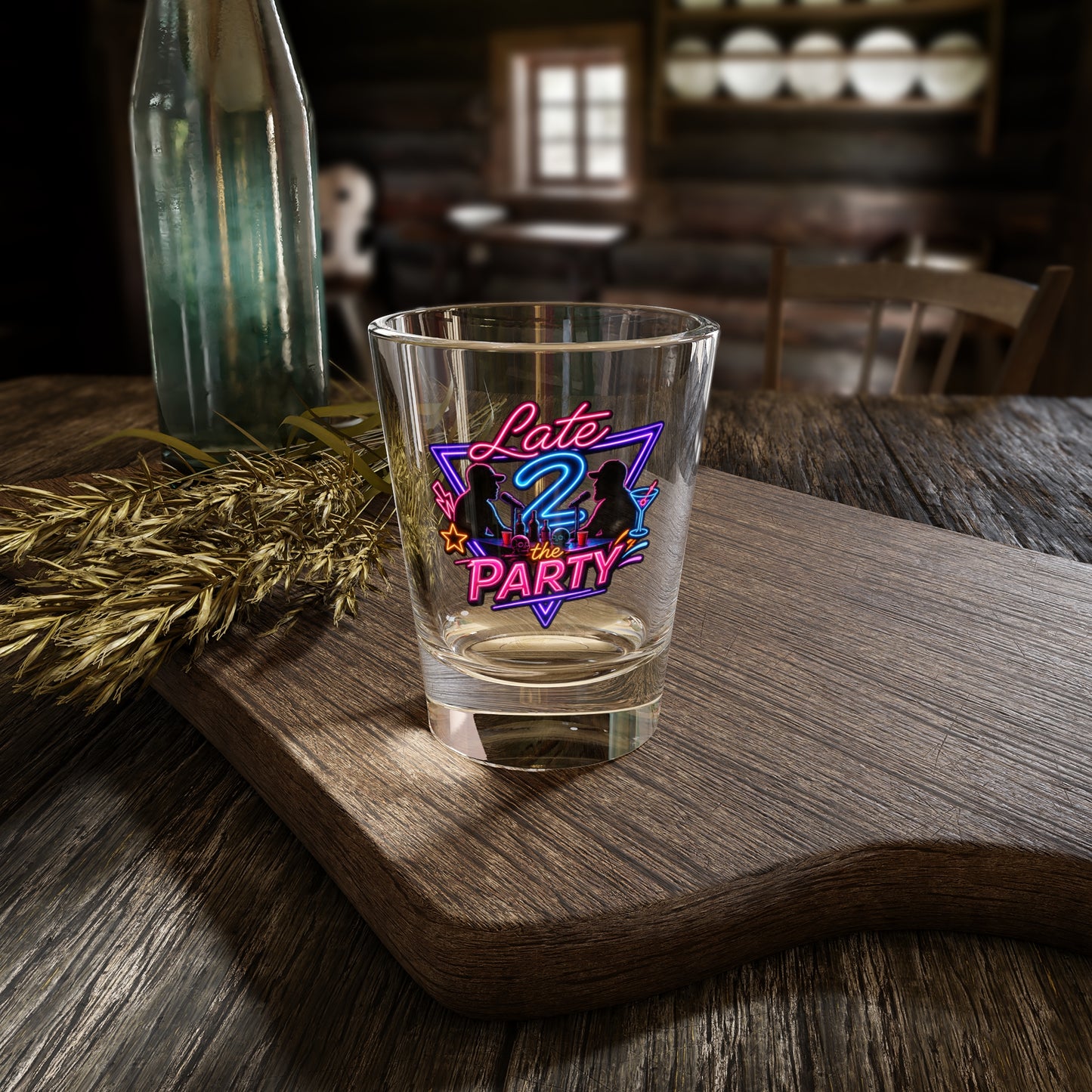 Late to the Party Neon Shot Glass — 1.5oz Retro Party Shooter