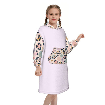 Blanket Hoodie for Kids Girly Cheetah Smiley Face Print