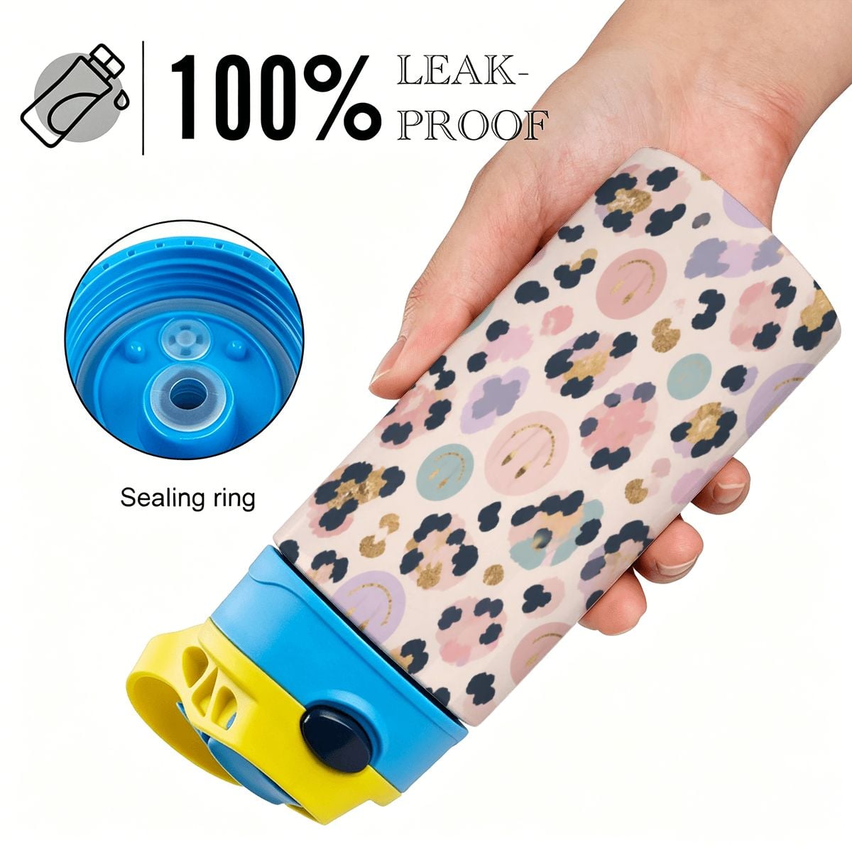 Cheetah Smiley Kids Water Bottle