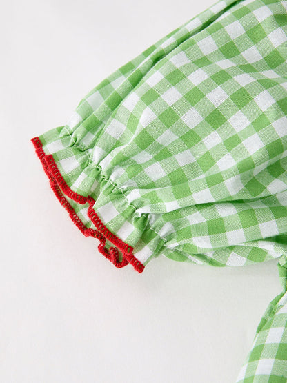 🍎 Back to School Girls’ Green Plaid Smocked Dress | Classic First Day School Outfit 🎒