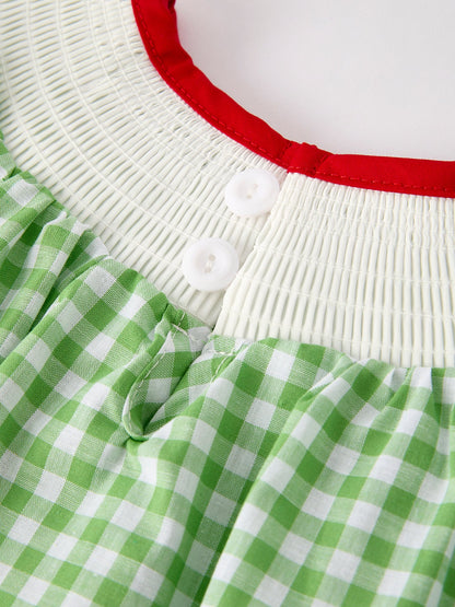 🍎 Back to School Girls’ Green Plaid Smocked Dress | Classic First Day School Outfit 🎒