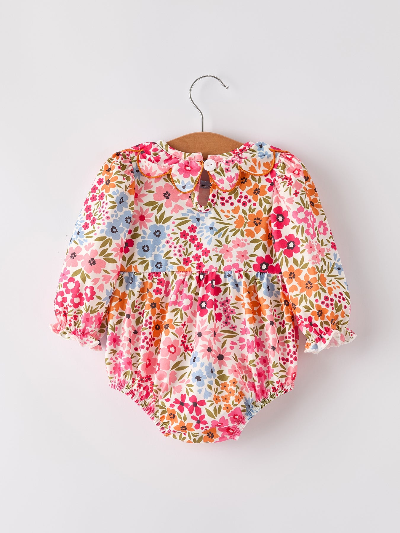 🎃 Fall Halloween & Thanksgiving Pumpkin Bow Smock Embroidered Floral Baby Girl Romper | Boutique Autumn Holiday Outfit