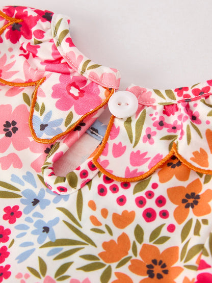 🎃 Fall Halloween & Thanksgiving Pumpkin Bow Smock Embroidered Floral Baby Girl Romper | Boutique Autumn Holiday Outfit