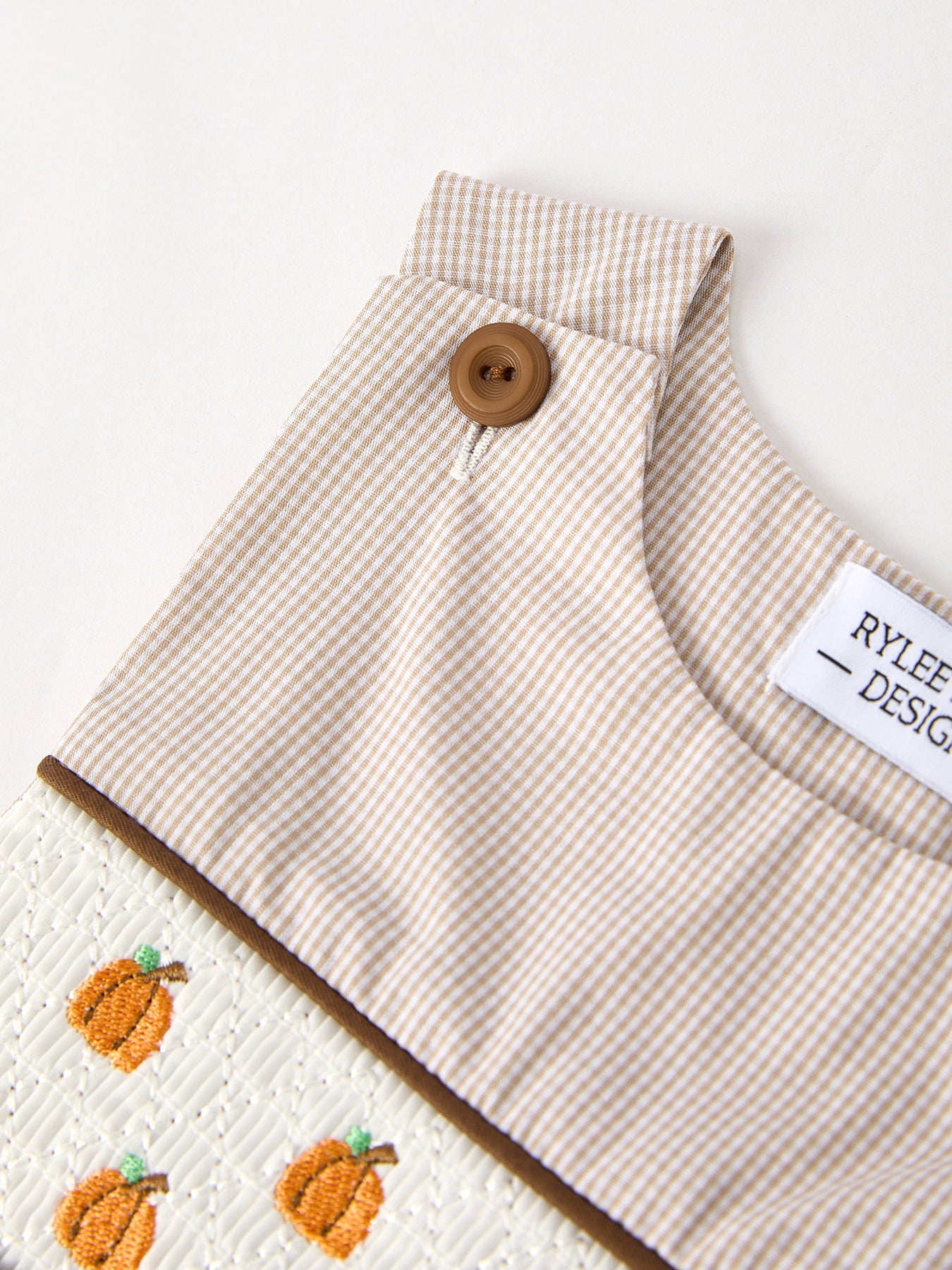 🎃 Fall Halloween & Thanksgiving Pumpkin Smock Embroidered Boys Romper | Boutique Baby & Toddler Holiday Outfit