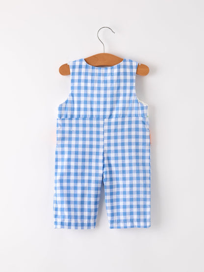 💙 Blue Fall Thanksgiving & Halloween Pumpkin Smock Embroidered Baby Boy Romper | Boutique Autumn Holiday Outfit
