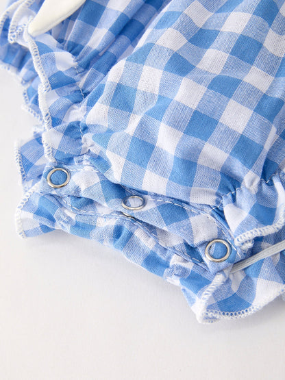 🎃 Fall Thanksgiving & Halloween Blue Pumpkin Smock Embroidery Baby Girl Romper | Boutique Autumn Holiday Outfit