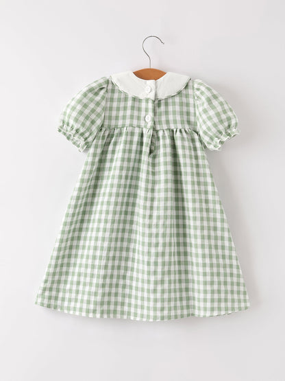 🎃 Fall Halloween & Thanksgiving Pumpkin Applique Plaid Green Girls Dress | Boutique Autumn Holiday Dress