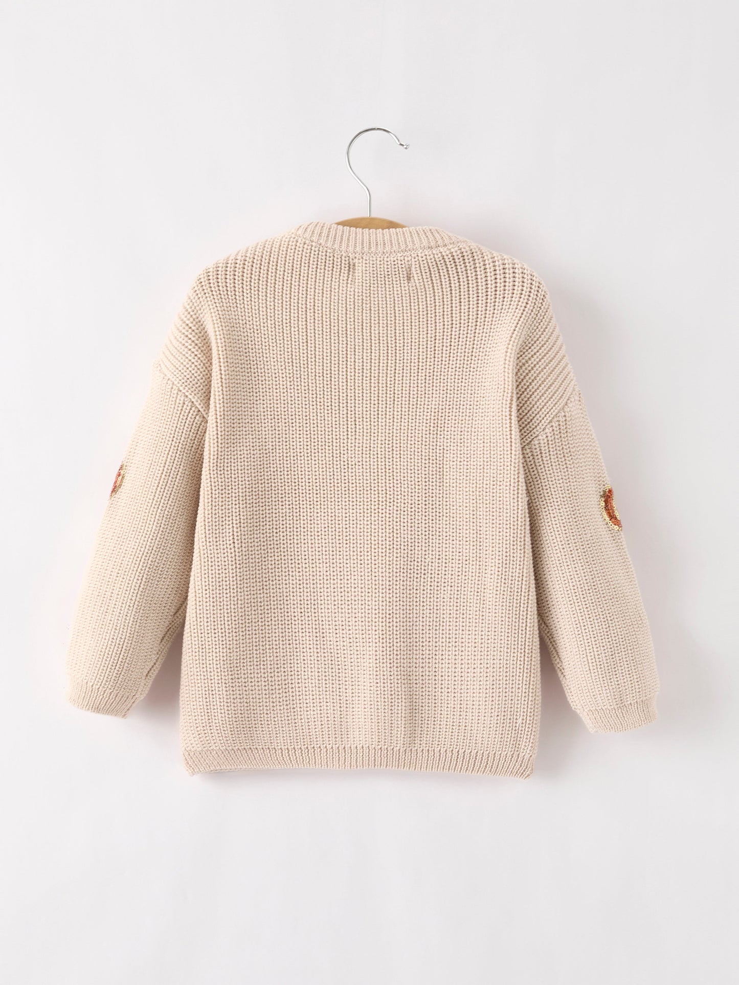 🦃 Thanksgiving Pumpkin Sequin Sweater – Beige | Cozy Fall Boutique Kids Sweater