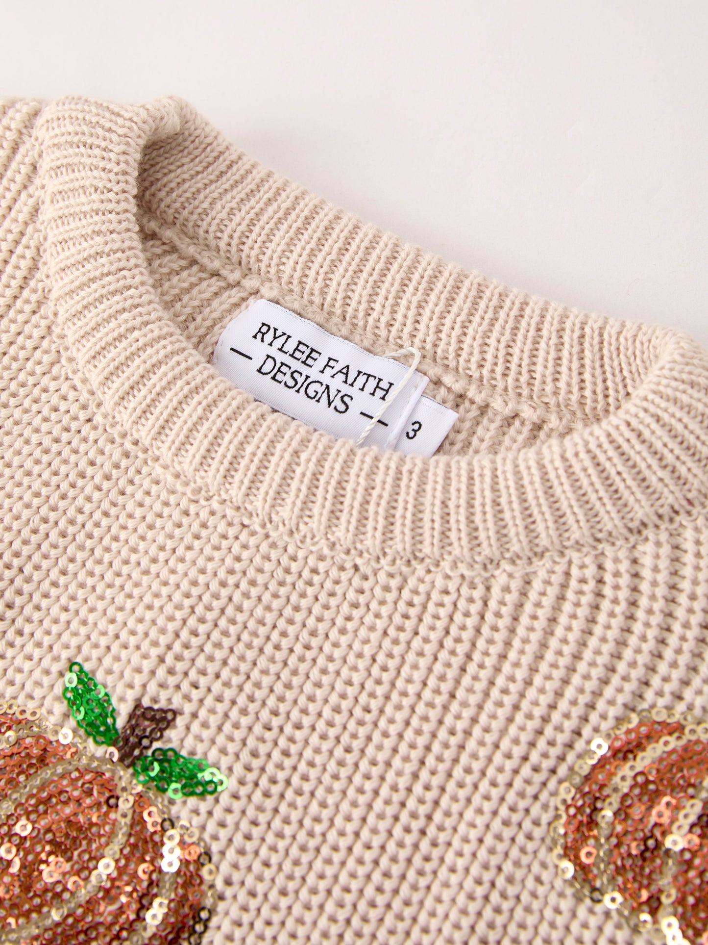 🦃 Thanksgiving Pumpkin Sequin Sweater – Beige | Cozy Fall Boutique Kids Sweater
