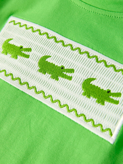 Toddler Boys Summer Crocodile Embroidered Plaid Shorts Set | Boutique Baby Boy Outfit | Animal Applique Summer Clothing