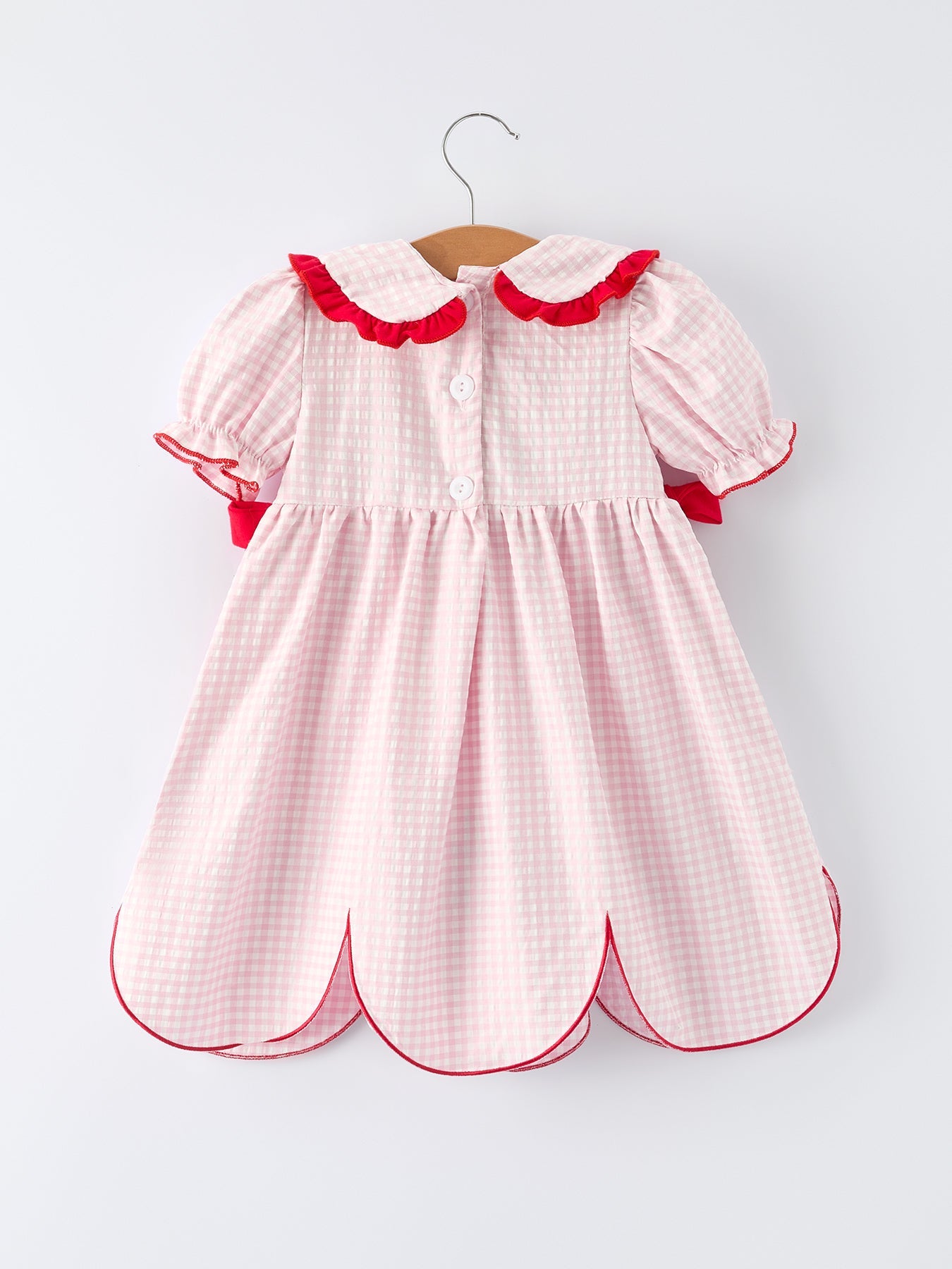 Girls’ Plaid Smocked Strawberry Applique Dress | Boutique Baby Girl Dress | Strawberry Toddler Outfit