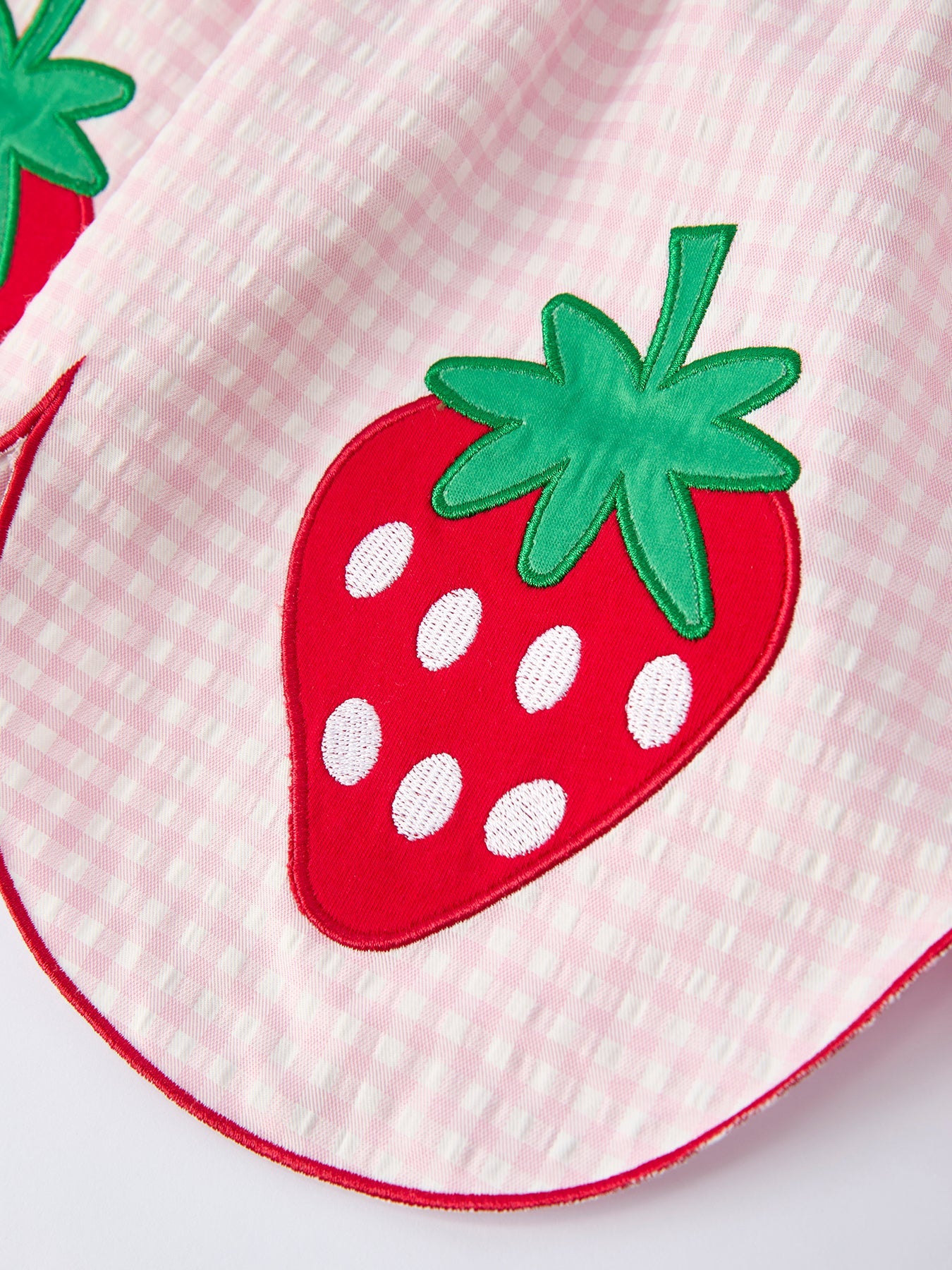 Girls’ Plaid Smocked Strawberry Applique Dress | Boutique Baby Girl Dress | Strawberry Toddler Outfit