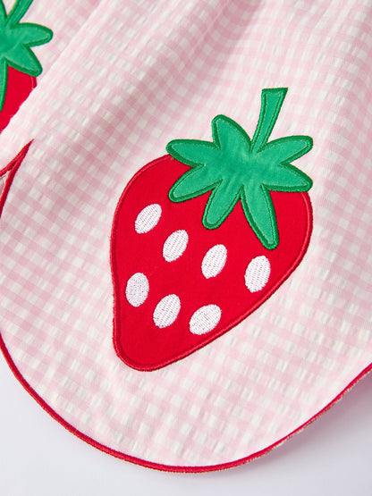 Girls’ Plaid Smocked Strawberry Applique Dress | Boutique Baby Girl Dress | Strawberry Toddler Outfit