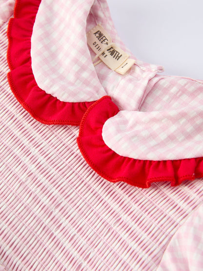 Girls’ Plaid Smocked Strawberry Applique Shorts Set | Boutique Baby Girl Summer Outfit | Strawberry Toddler Set
