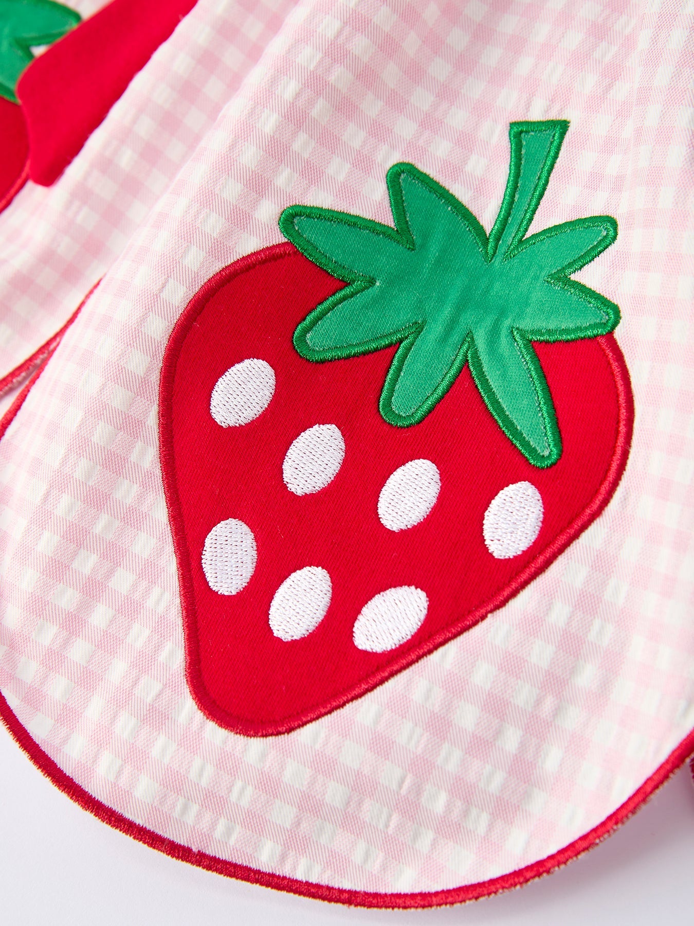 Girls’ Plaid Smocked Strawberry Applique Shorts Set | Boutique Baby Girl Summer Outfit | Strawberry Toddler Set