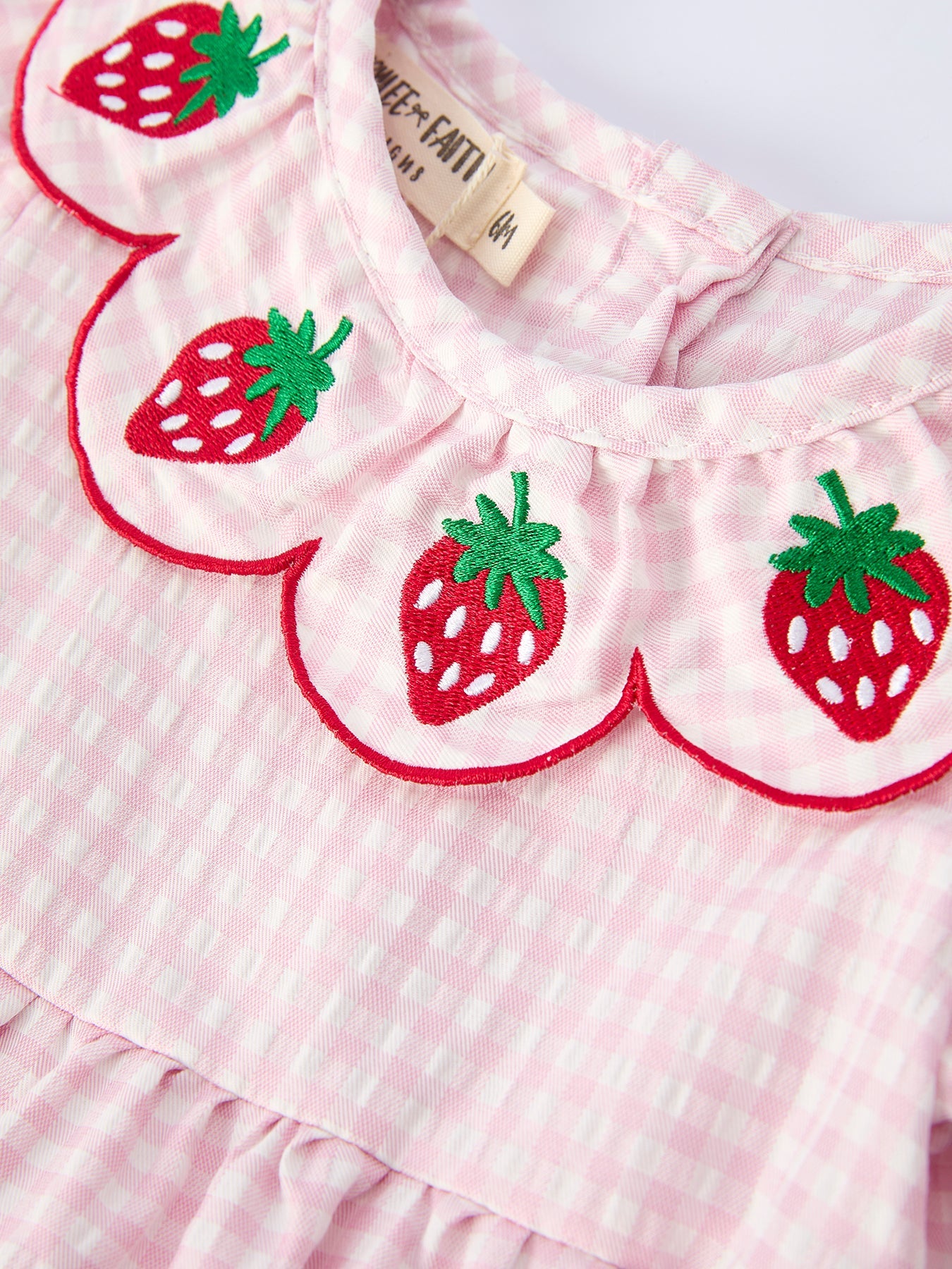 Baby Girls’ Plaid Smocked Strawberry Applique Romper | Boutique Baby Girl Outfit | Strawberry Toddler Romper