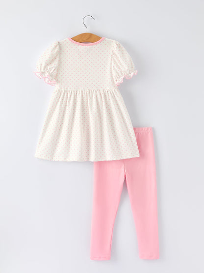 🍎🎒 Girls’ Back to School Apple Appliqué Set with Pockets | Cute School Outfit ✏️