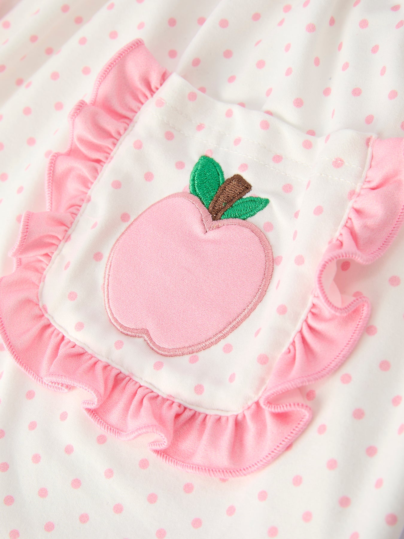 🍎🎒 Girls’ Back to School Apple Appliqué Set with Pockets | Cute School Outfit ✏️
