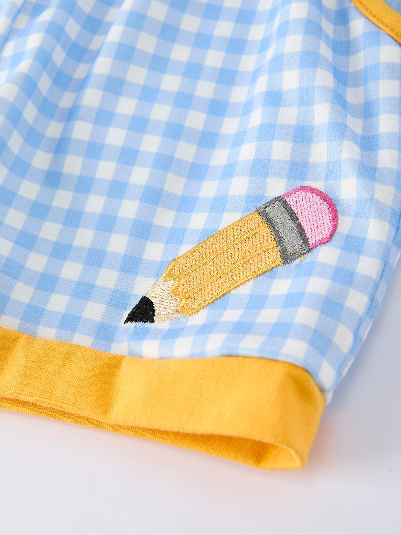 ✏️ Back to School Boys’ Pencil Appliqué Plaid Shorts Set | First Day School Outfit 🎒