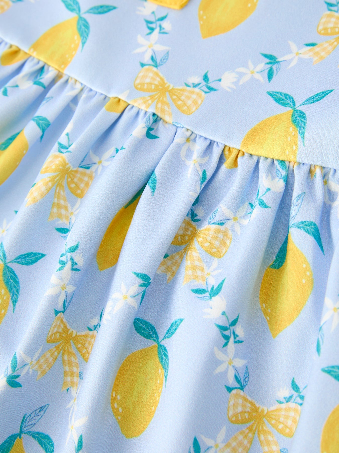 Summer Lemon Floral Print Girl Sleeveless Ruffle Dress | Boutique Baby Girl Summer Dress | Lemon Toddler Outfit