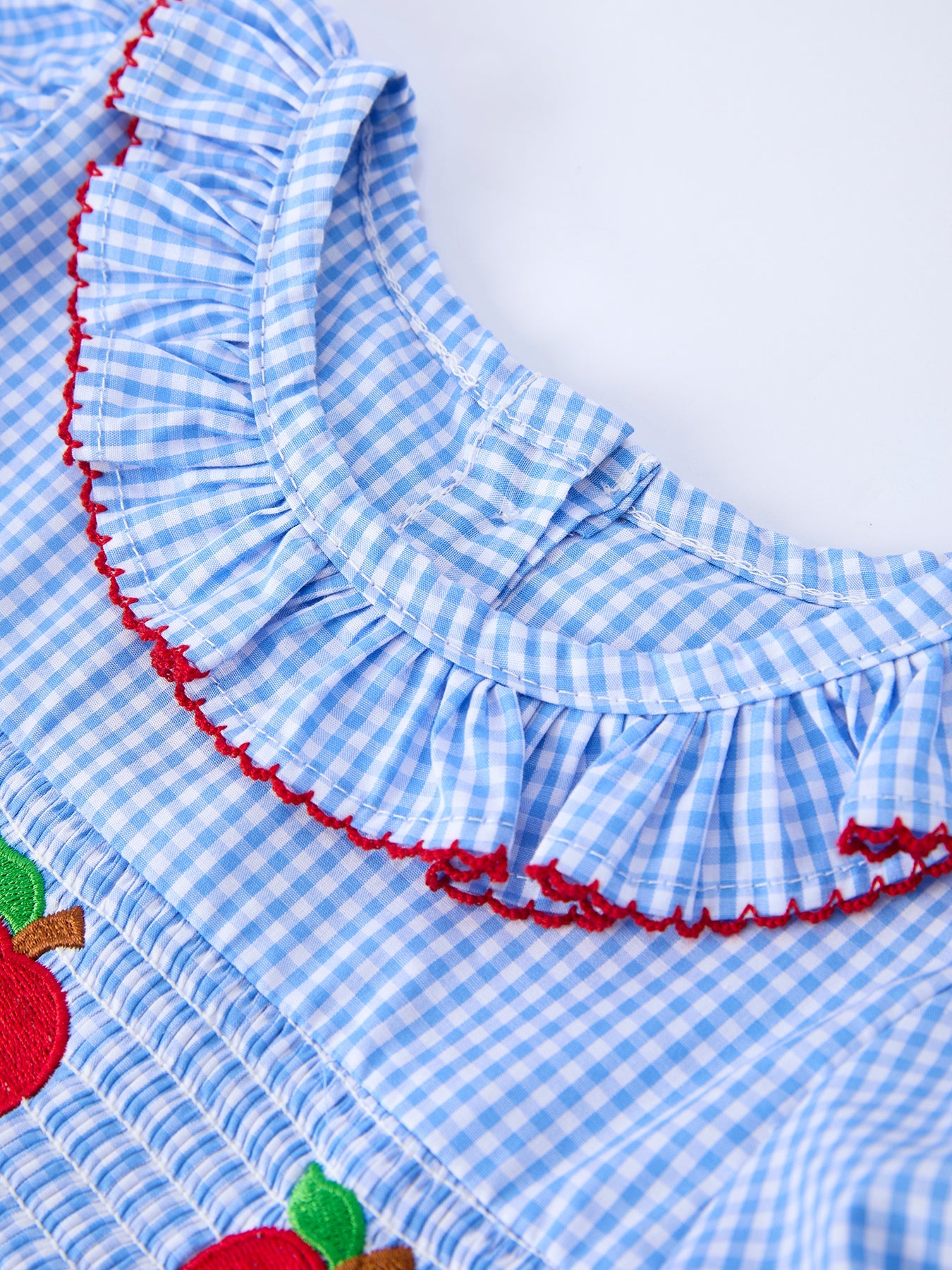 🍎🎀 Back to School Apple Plaid Girls Smocked Dress | Puff Sleeve & Bow School Outfit ✏️