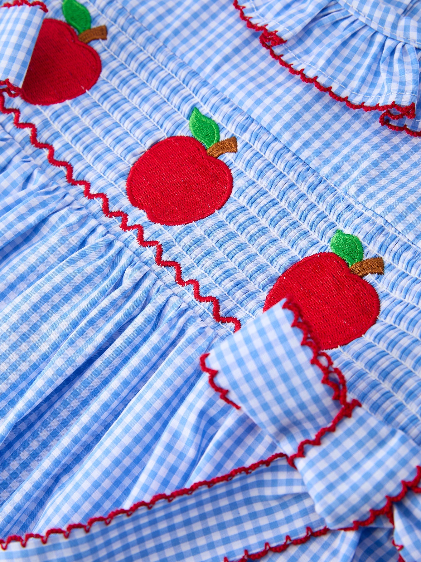 🍎🎀 Back to School Apple Plaid Girls Smocked Dress | Puff Sleeve & Bow School Outfit ✏️