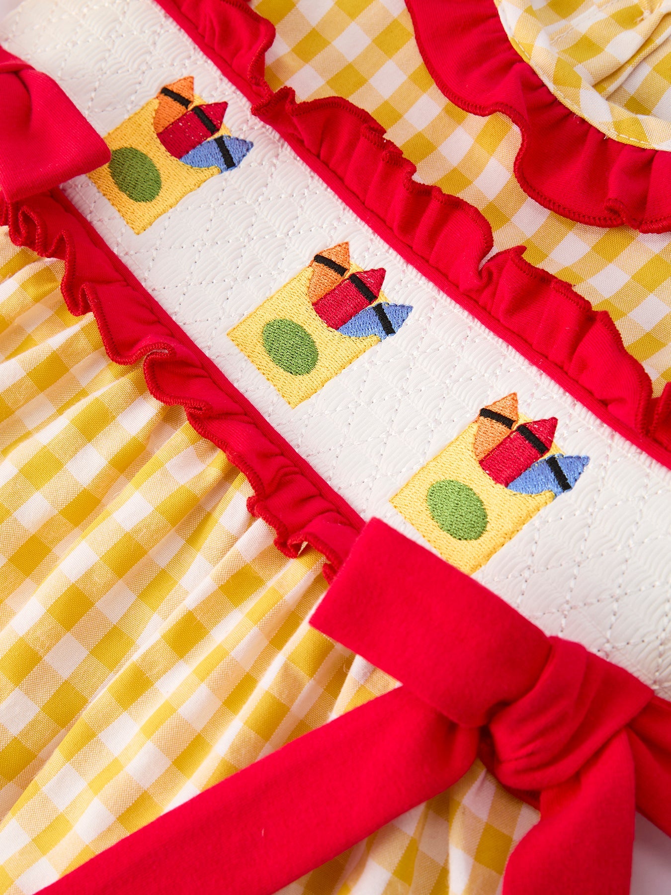📚✏️ Back To School Supply Plaid Girls Dress | Ruffle Collar Bow Boutique School Outfit