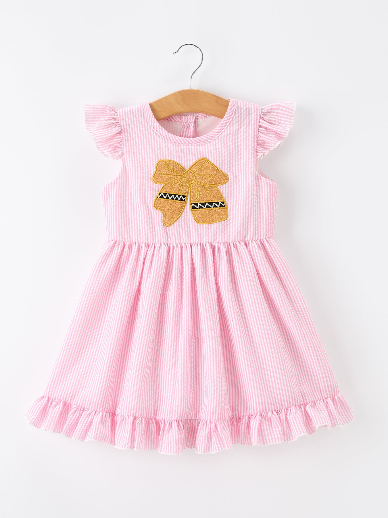 🎀📚 Girls Back To School Bow Twirl Dress | Pink Ruffle Applique Boutique School Outfit