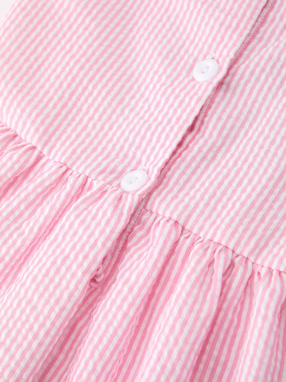 🎀📚 Girls Back To School Bow Twirl Dress | Pink Ruffle Applique Boutique School Outfit
