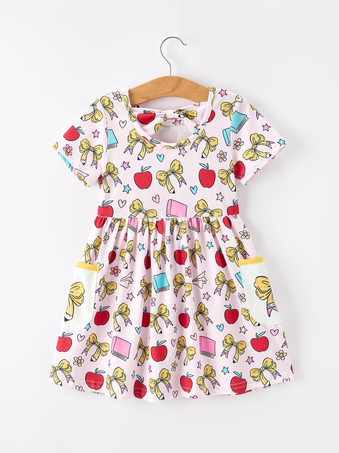 🍎🎀 Girls Back To School Apple Bow Pocket Twirl Dress | Boutique School Outfit