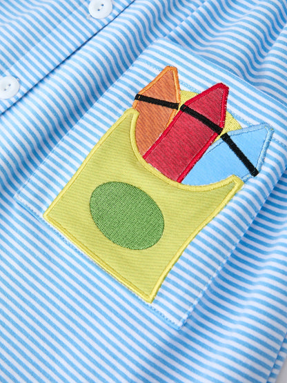 ✏️📚 Girls Back To School Pencil Dress | Petals Collar Pocket Applique Boutique School Outfit