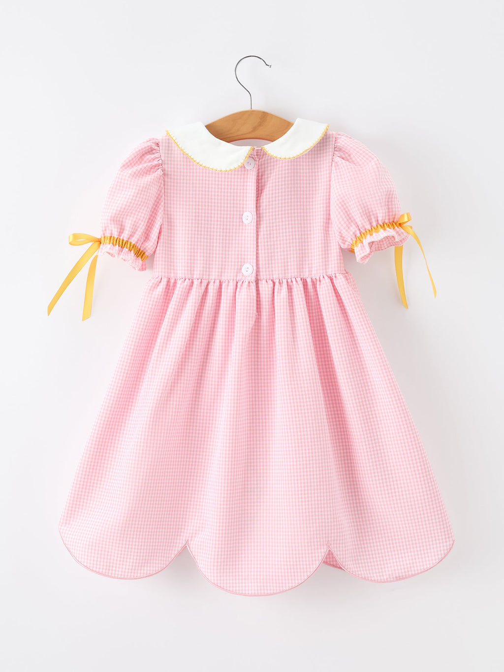 Girls Back To School Pencil Twirl Dress Bow Applique Smocked