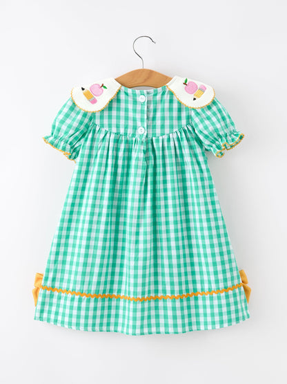 🍎📚 Back to School Apple Pencil Applique Girls Dress | Petals Collar Boutique School Outfit