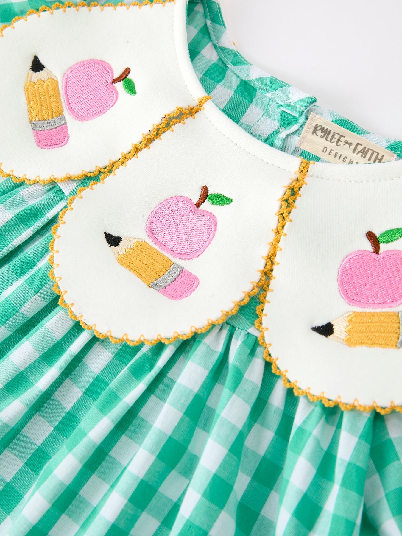 🍎📚 Back to School Apple Pencil Applique Girls Dress | Petals Collar Boutique School Outfit