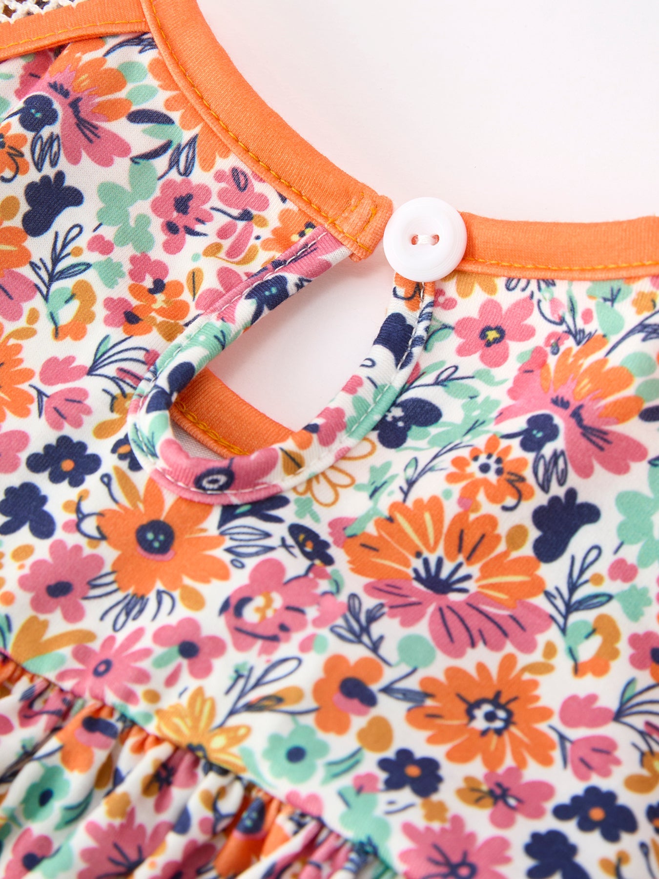 🧡 Orange Floral Bow Petals Collar Girls Dress | Boutique Baby Girl Spring & Summer Dress