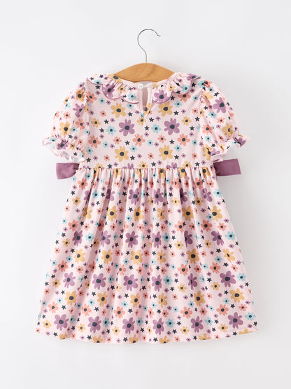 🎃 Halloween Thanksgiving Pumpkin Floral Bow Girls Dress | Fall Boutique Girl Dress