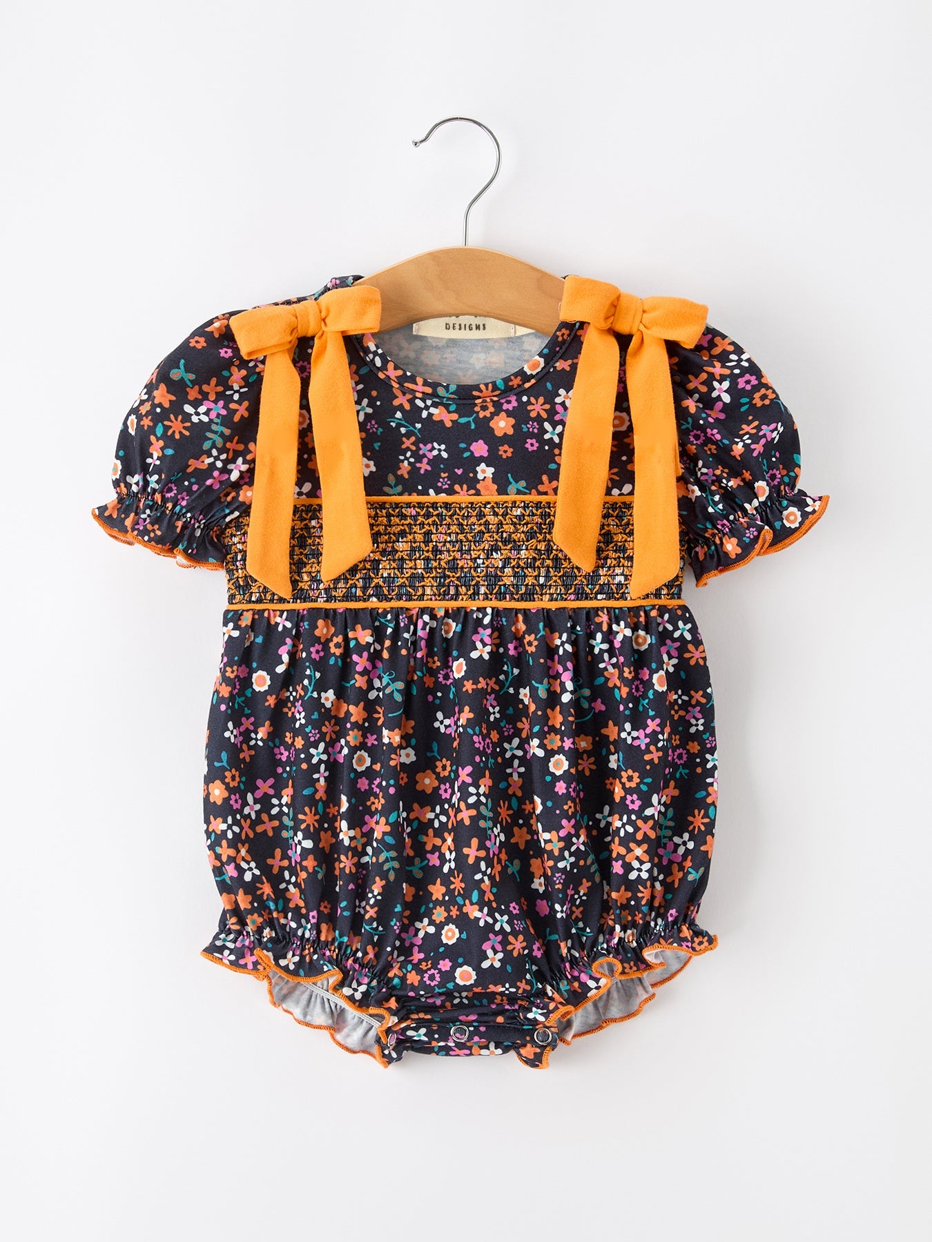 🍂 Fall Orange Floral Baby Bubble | Boutique Baby Girl Autumn Romper