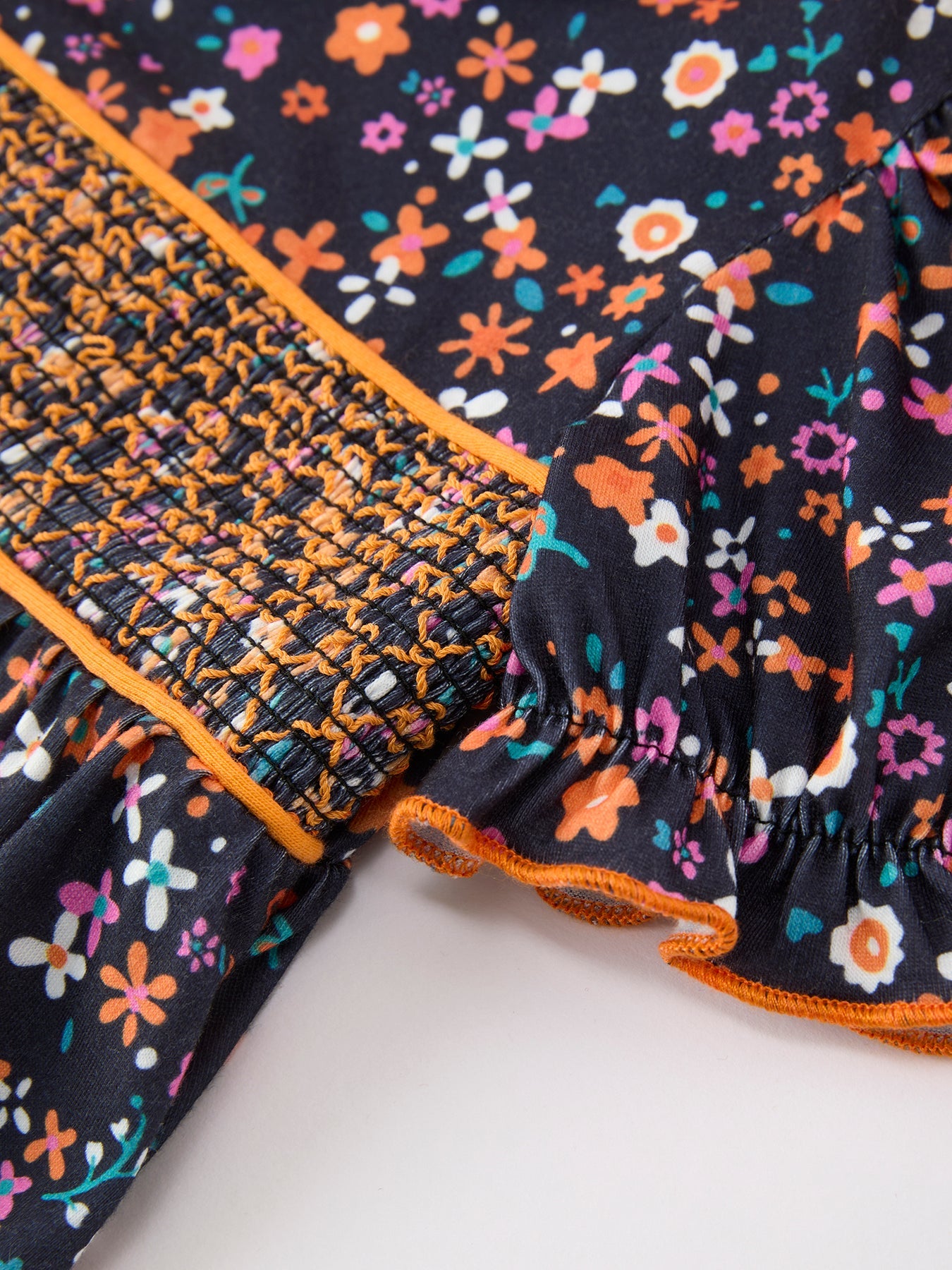 🍂 Fall Orange Floral Baby Bubble | Boutique Baby Girl Autumn Romper