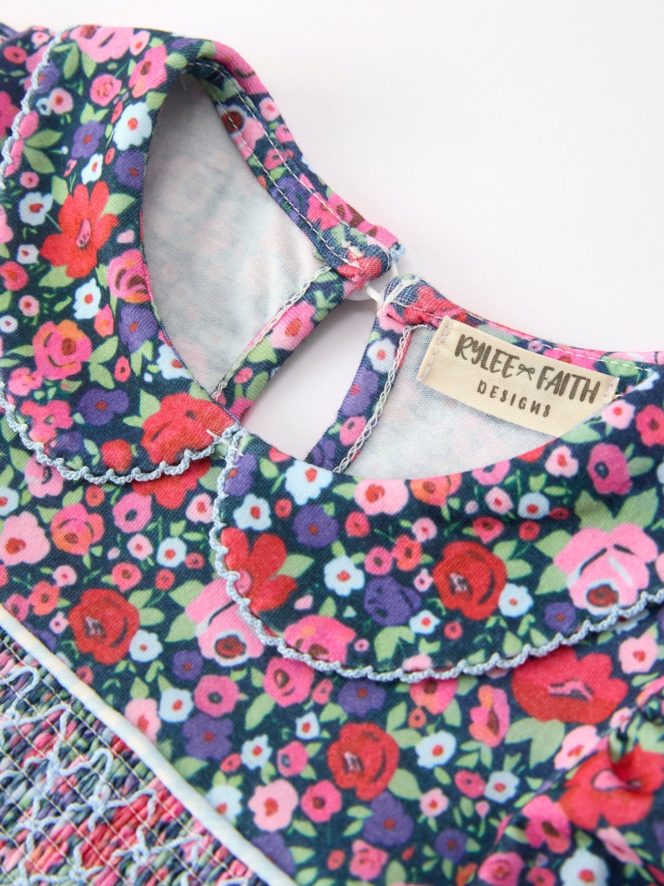 💙 Blue Bow Floral Smocked Girl Bloomer Set | Boutique Baby Girl Summer Outfit