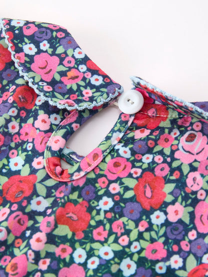 💙 Blue Bow Floral Smocked Girl Bloomer Set | Boutique Baby Girl Summer Outfit